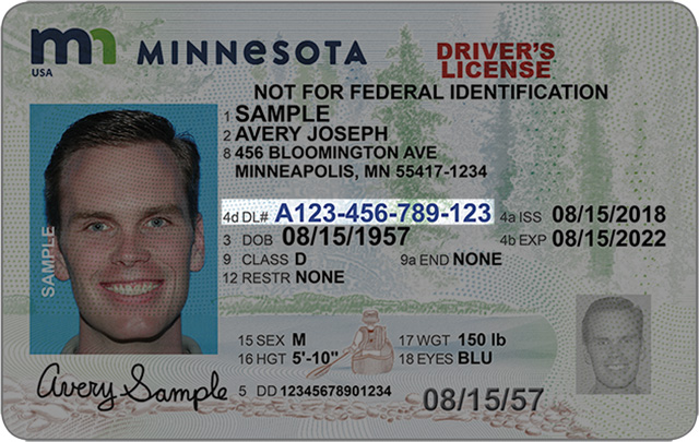 An example of a Minnesota driver's license with line 4d highlighted.